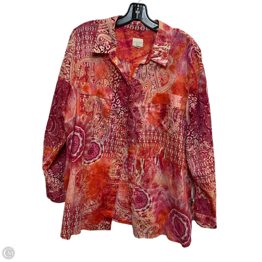 Top Long Sleeve By Chicos In Orange & Pink, Size: Xl