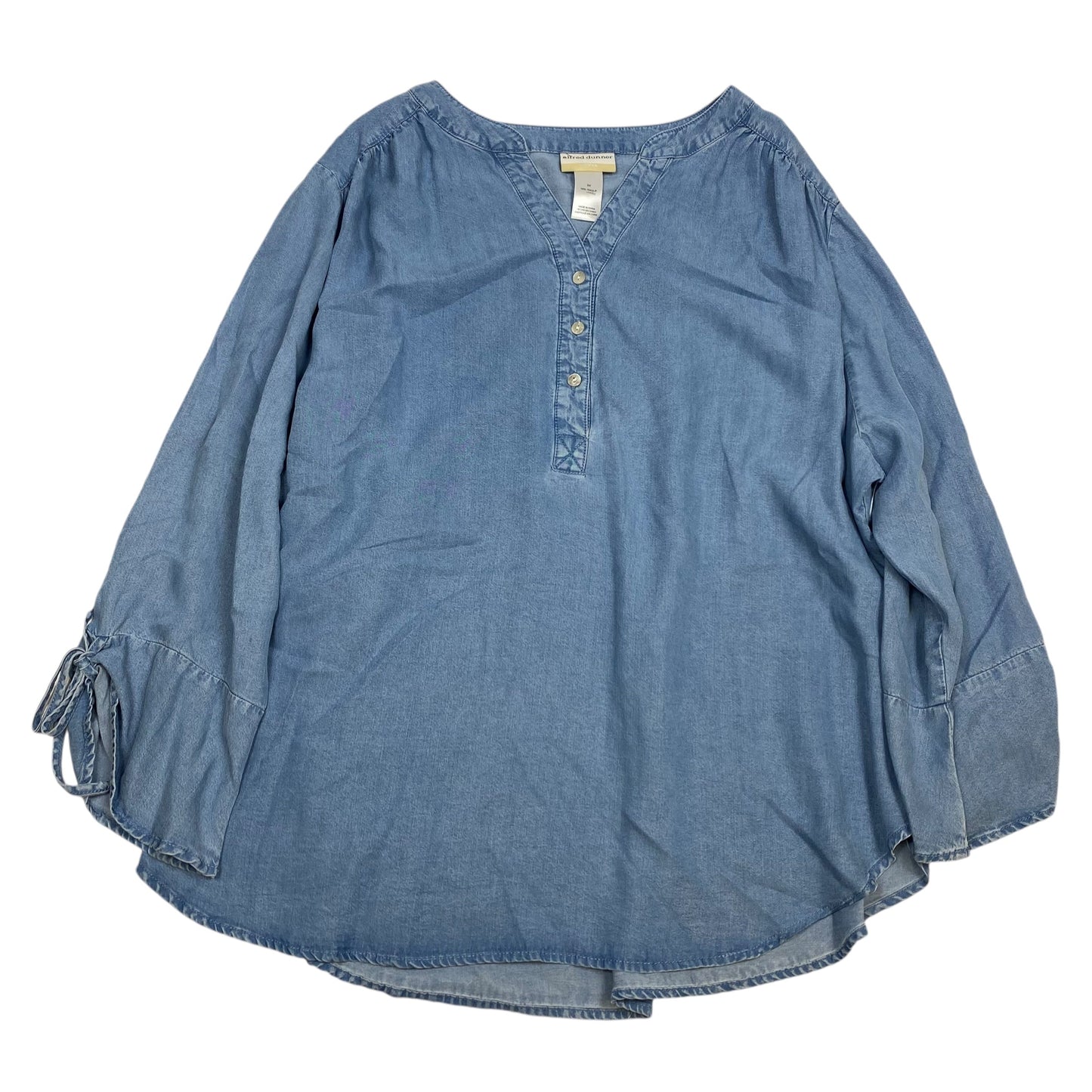 Top Long Sleeve By Alfred Dunner In Blue Denim, Size: 3x