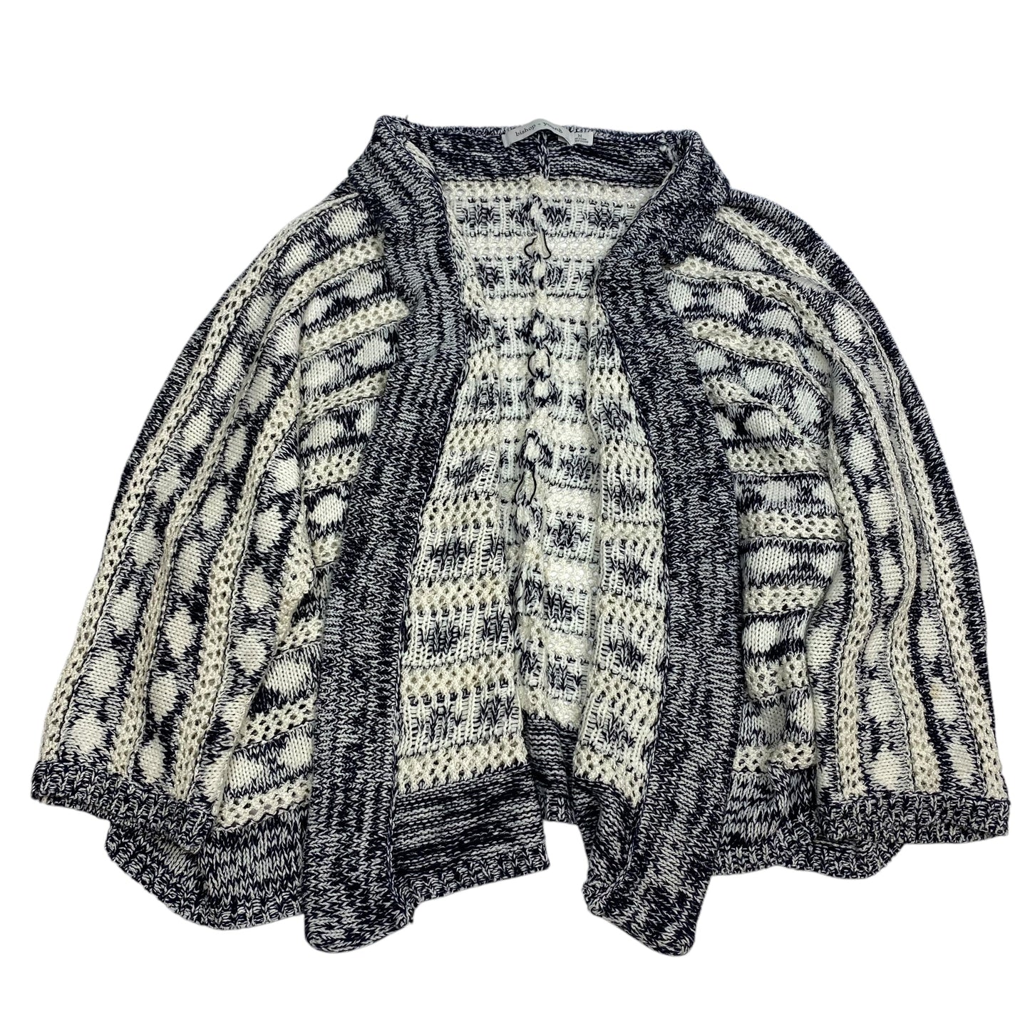 Sweater Cardigan By Bishop + Young In Blue & Cream, Size: M