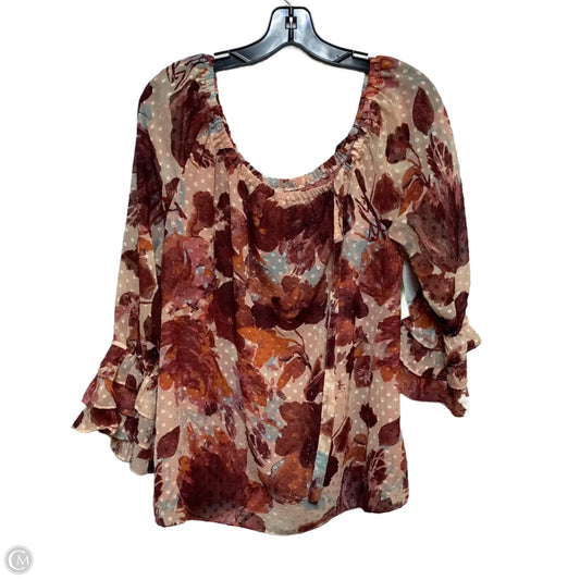 Blouse Long Sleeve By Cato In Pink, Size: Xl