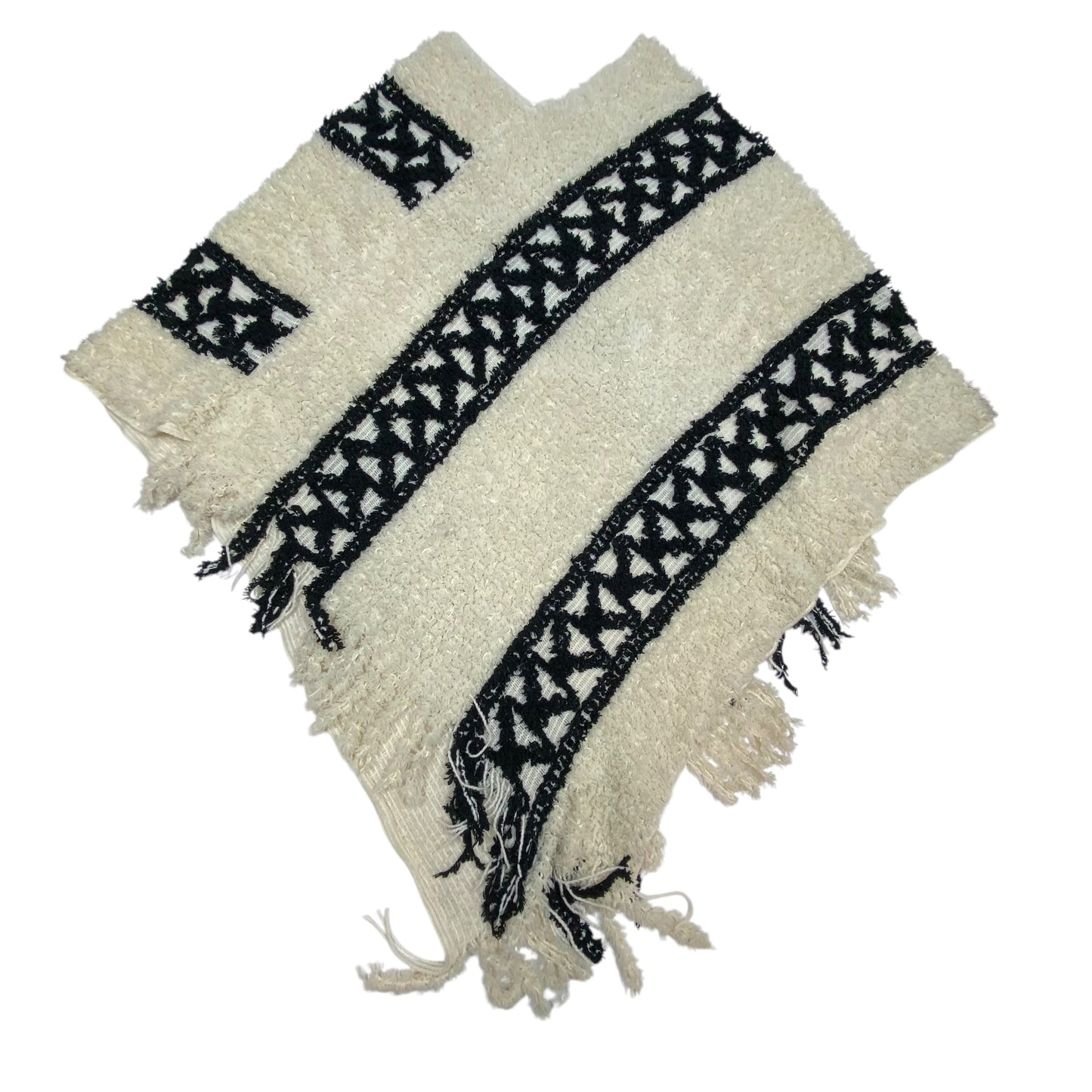 Poncho By Clothes Mentor In Black & Cream, Size: Osfm