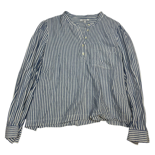 Top Long Sleeve By Madewell In Blue & Cream, Size: Xl