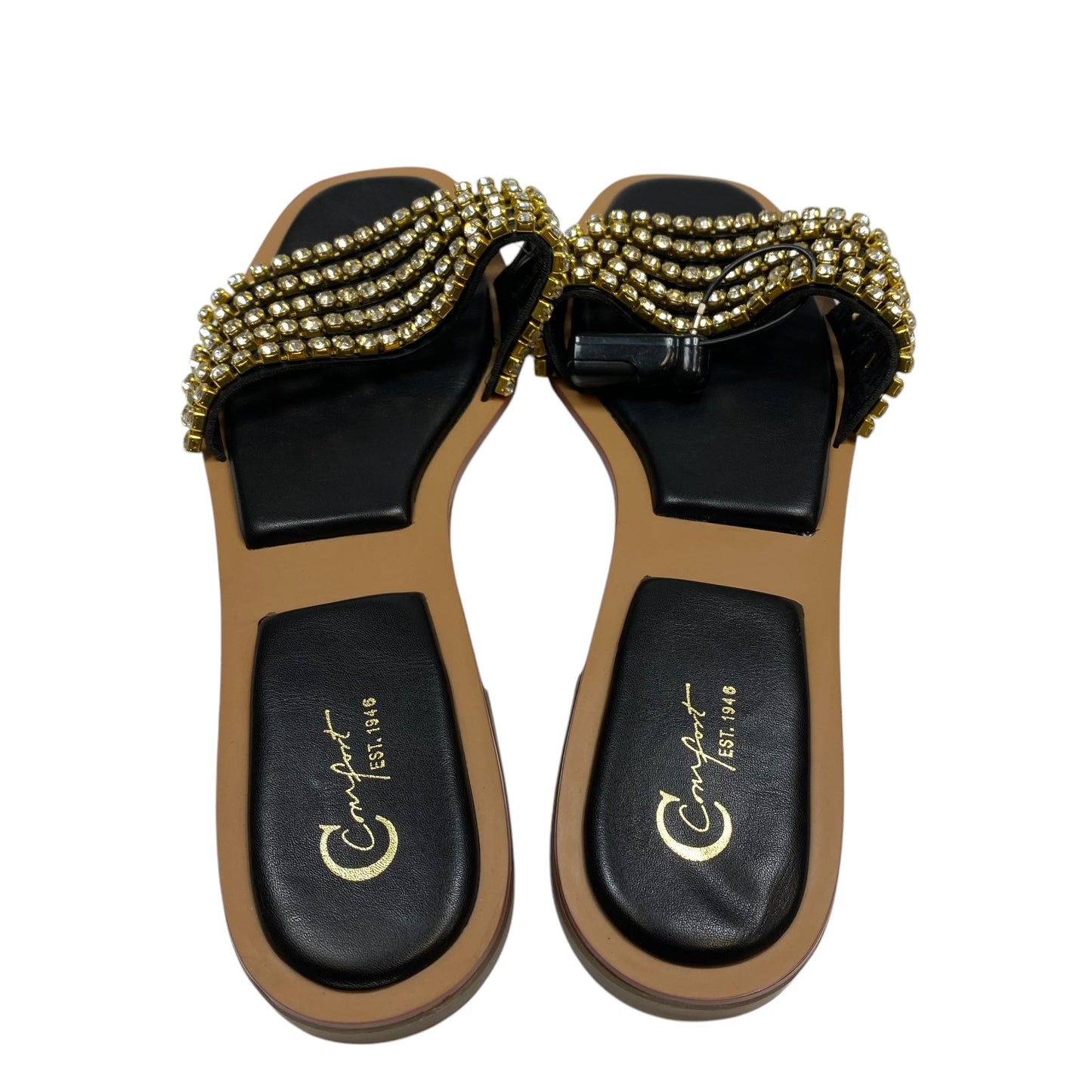 Sandals Flats By Cato In Black & Gold, Size: 11