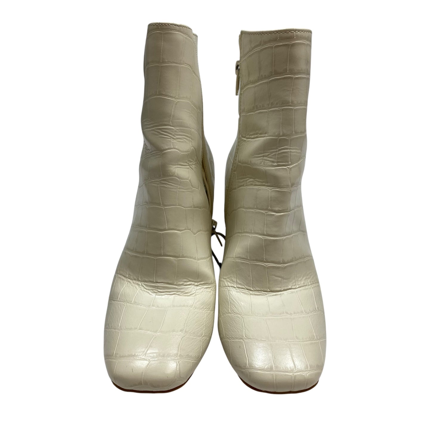 Boots Ankle Heels By Bamboo In Cream, Size: 8