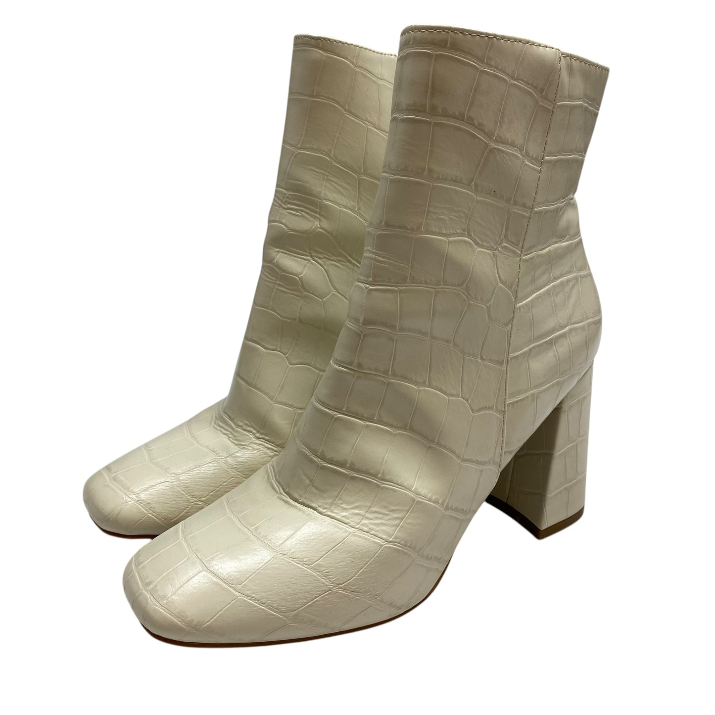 Boots Ankle Heels By Bamboo In Cream, Size: 8