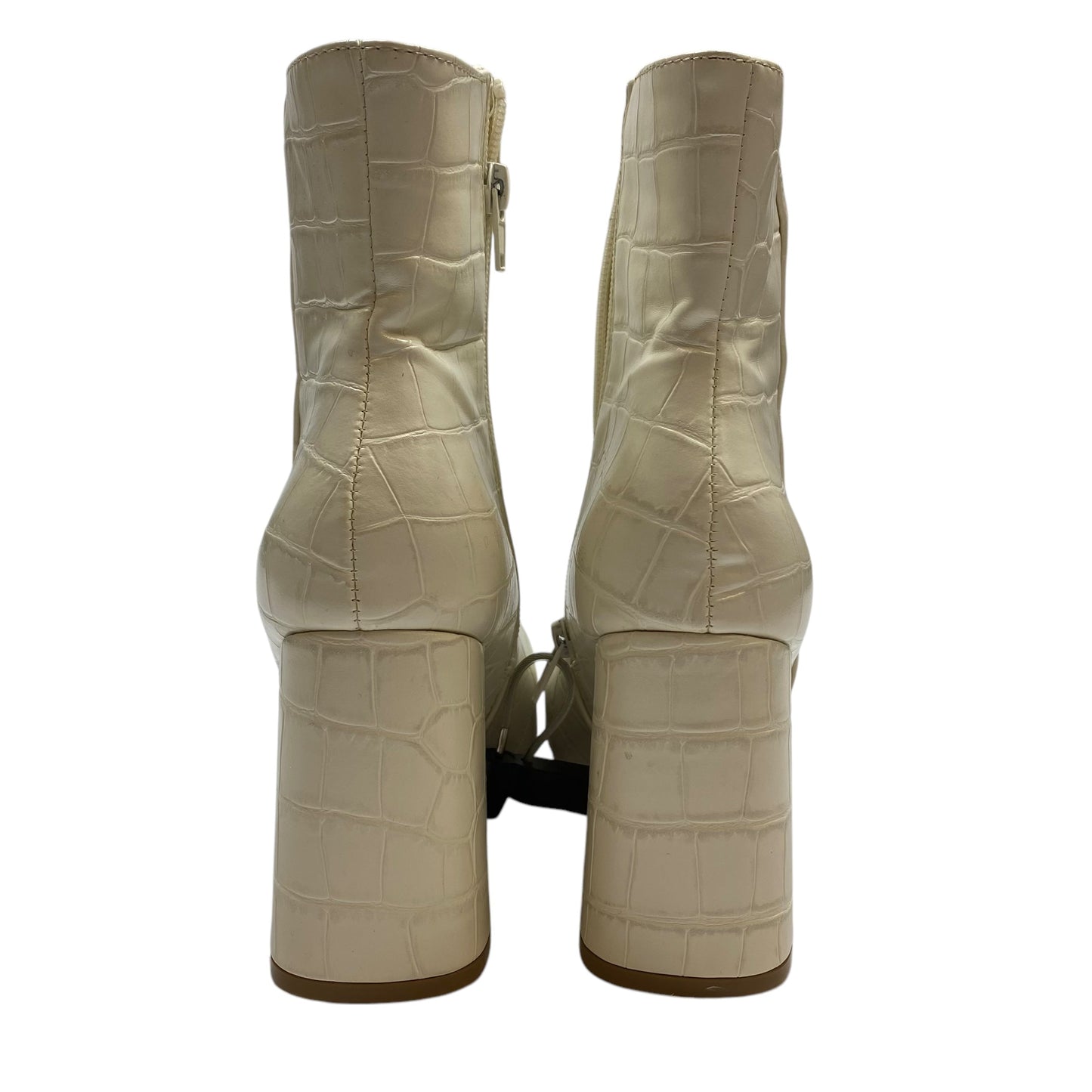 Boots Ankle Heels By Bamboo In Cream, Size: 8