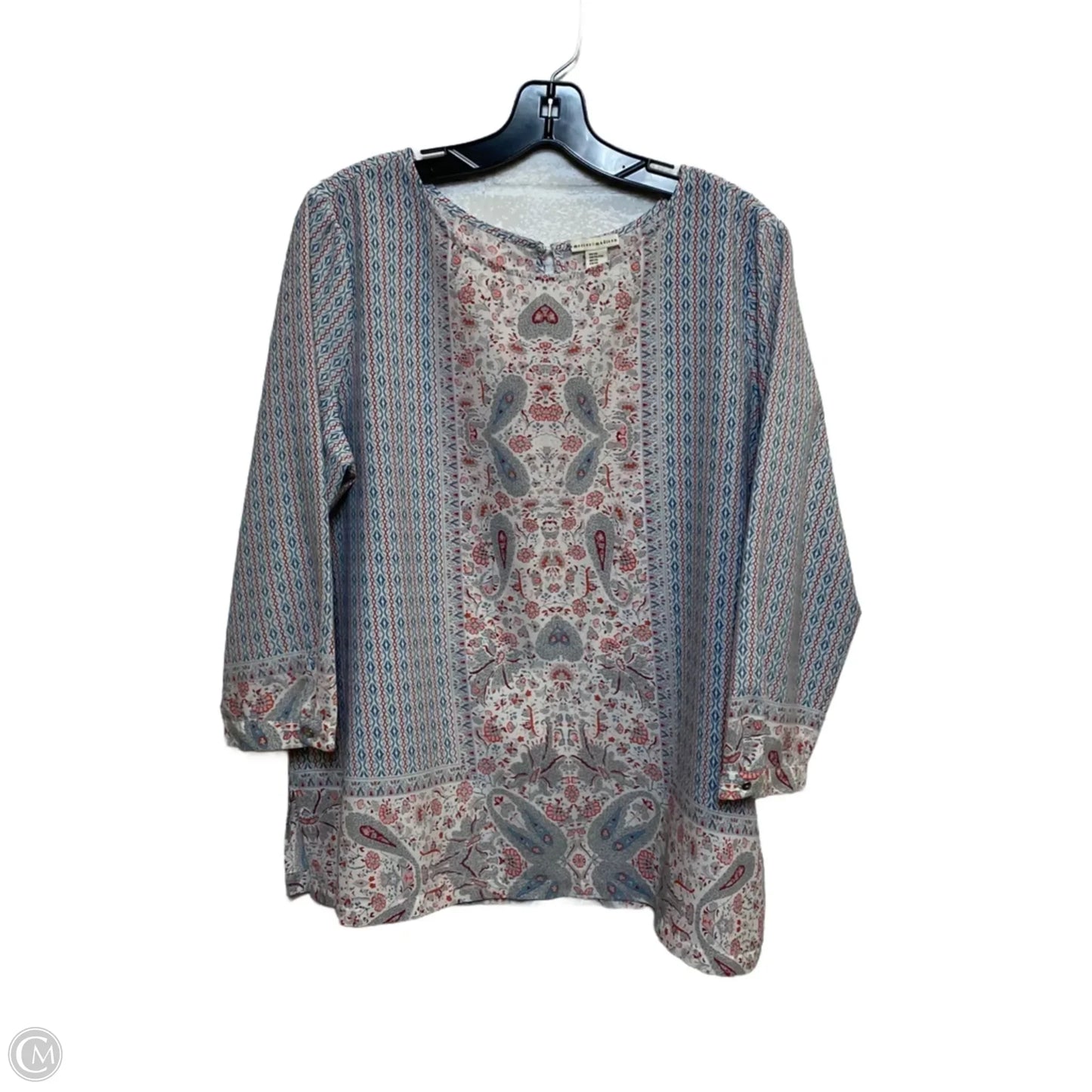 Top 3/4 Sleeve By Mercer And Madison In Blue & Pink, Size: Xl