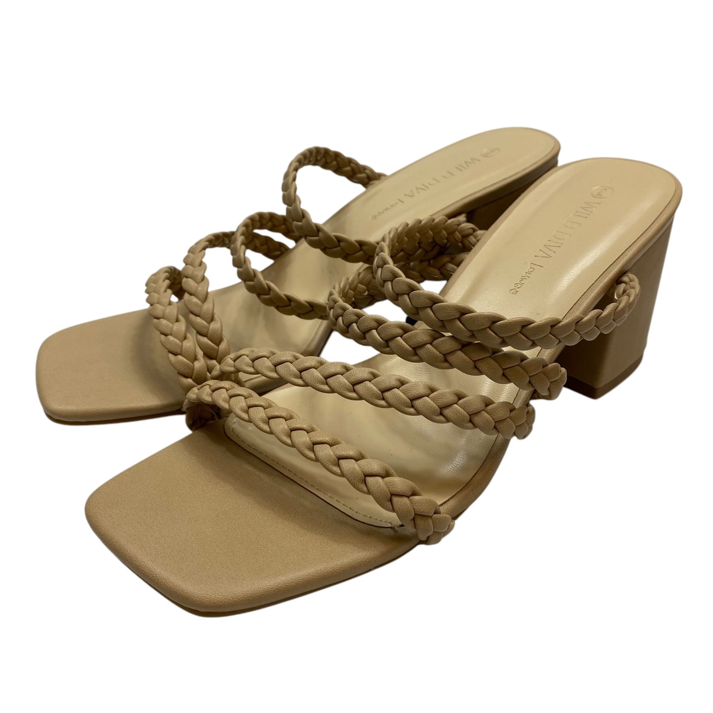 Sandals Heels Block By Wild Diva In Tan, Size: 9