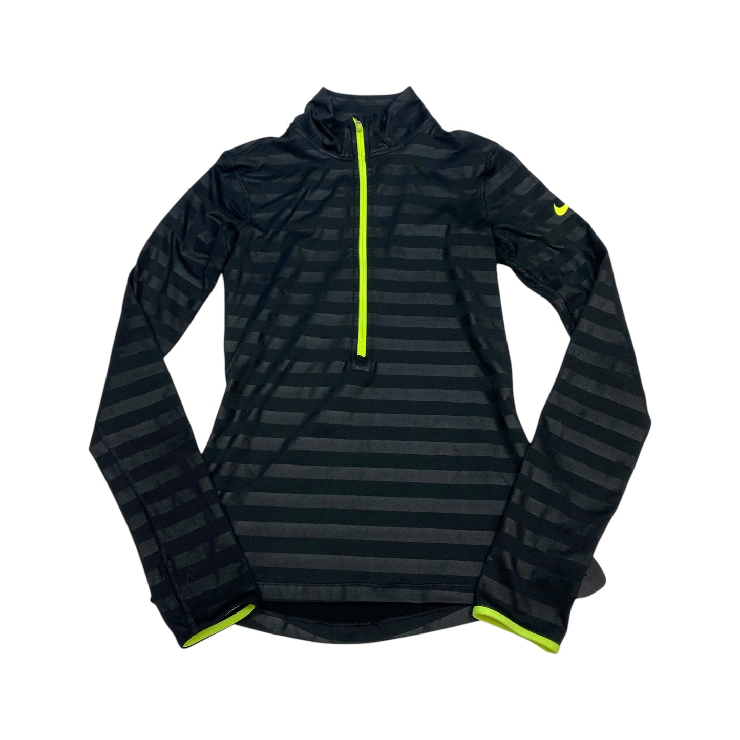 Athletic Top Long Sleeve Collar By Nike In Black, Size: Xs