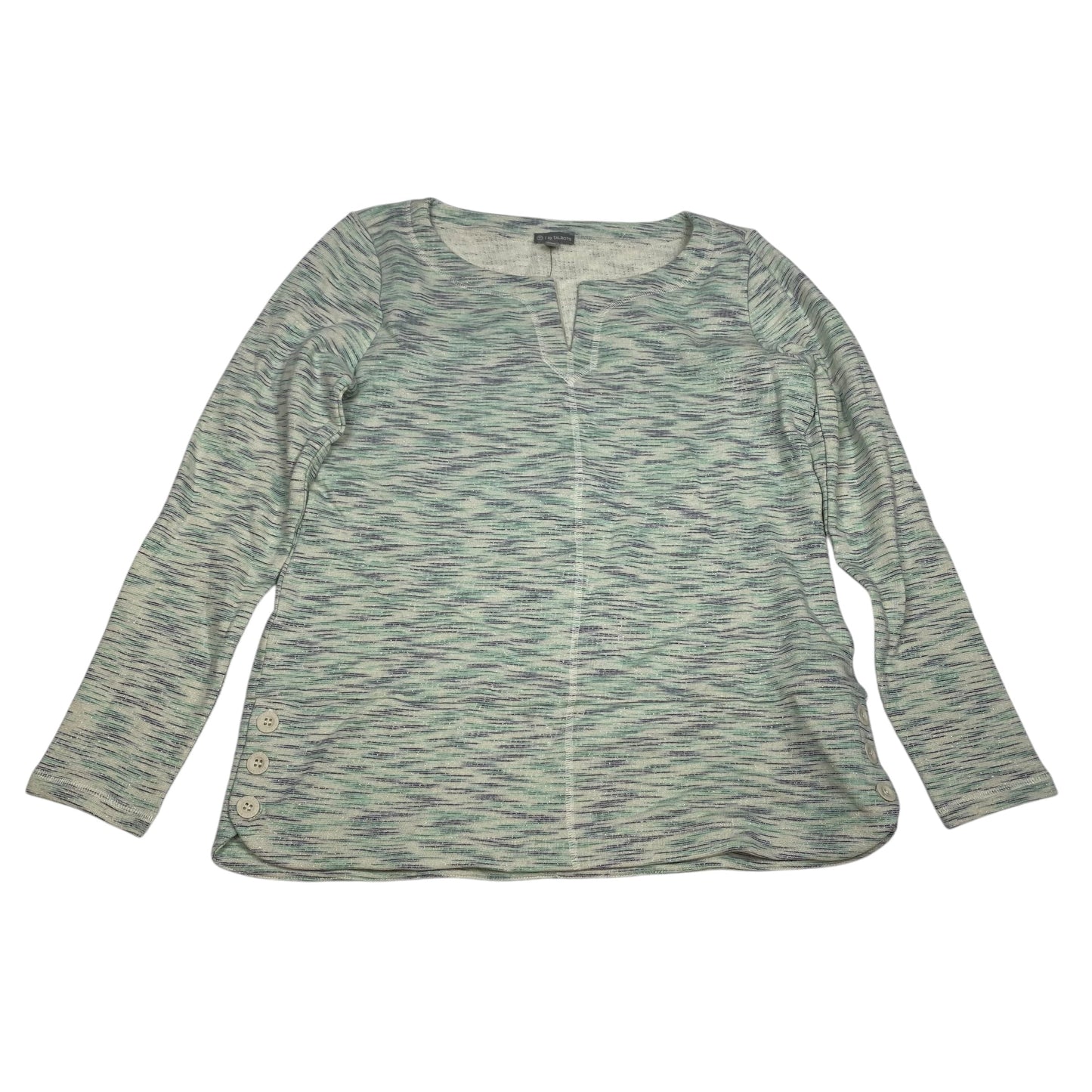 Top Long Sleeve By Talbots In Cream & Green, Size: M