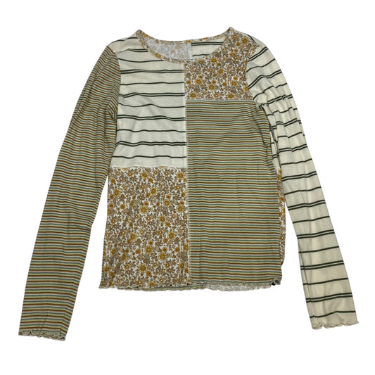 Top Long Sleeve By American Eagle In Cream & Green, Size: L