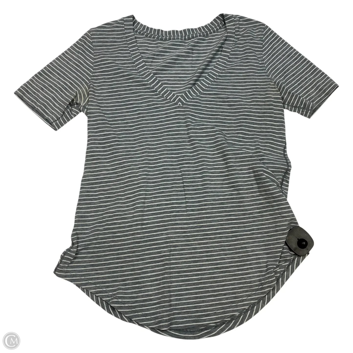 Athletic Top Short Sleeve By Lululemon In Grey & White, Size: S