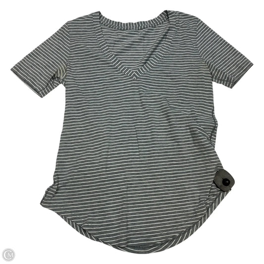 Athletic Top Short Sleeve By Lululemon In Grey & White, Size: S