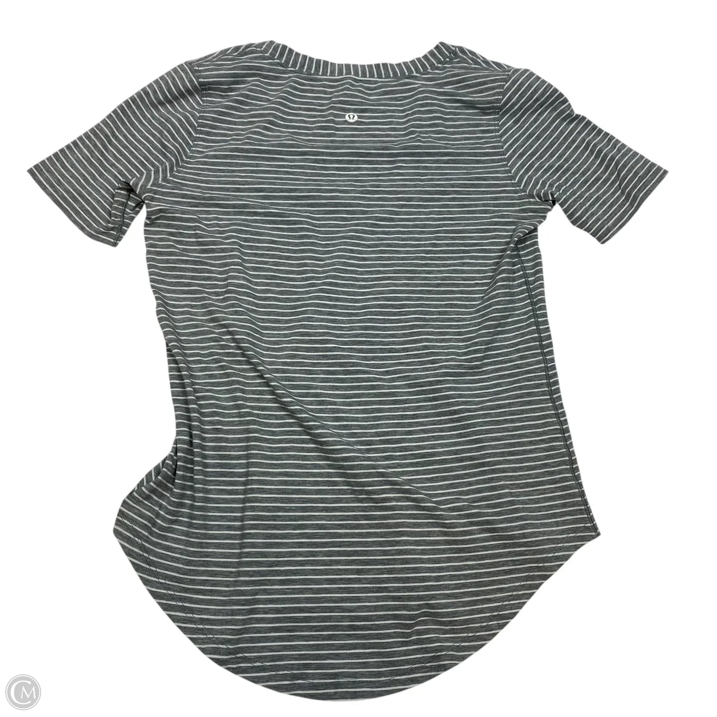 Athletic Top Short Sleeve By Lululemon In Grey & White, Size: S