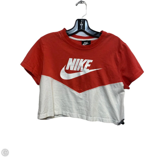 Athletic Top Short Sleeve By Nike In Red & White, Size: M