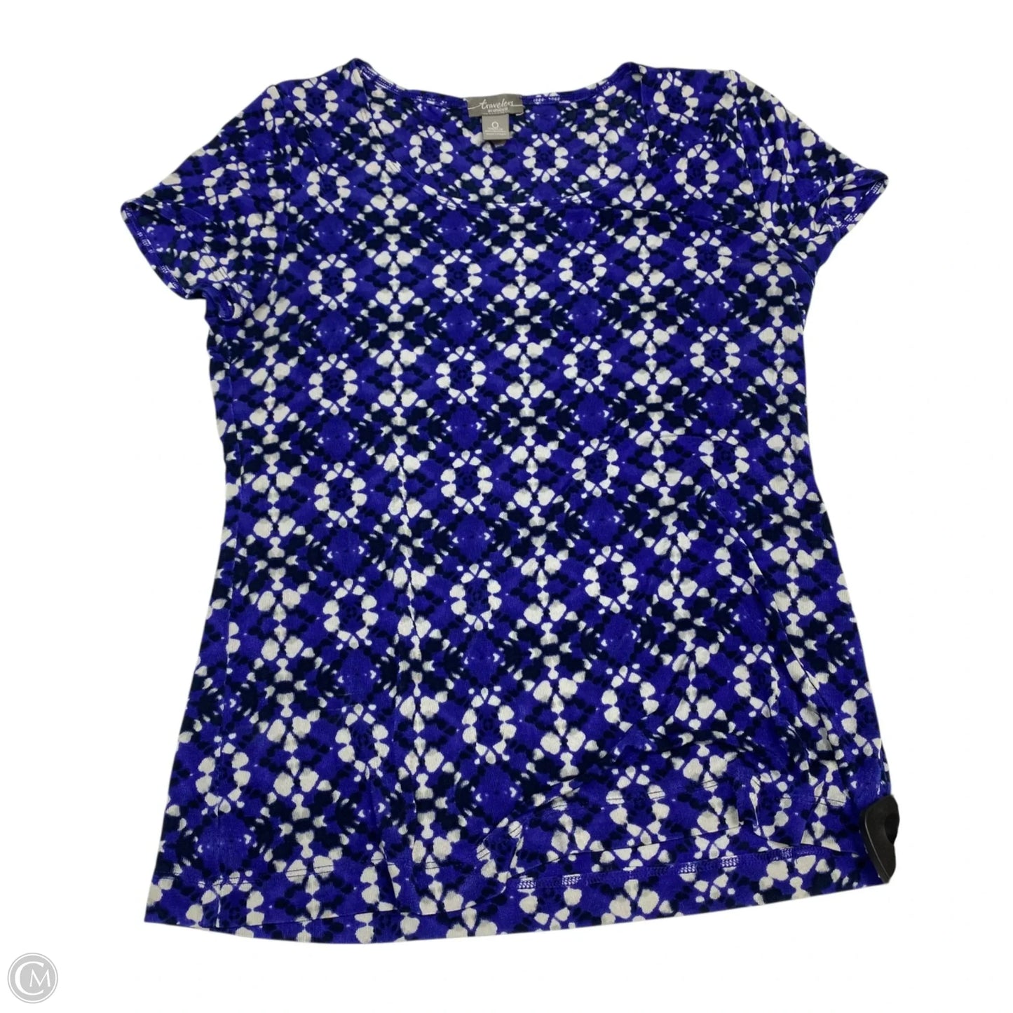 Top Short Sleeve By Chicos In Black & Blue, Size: S