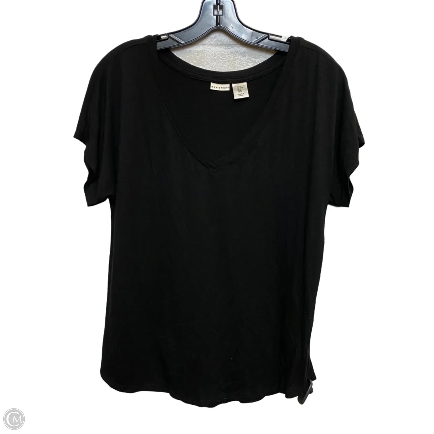 Top Short Sleeve Basic By Max Studio In Black, Size: M