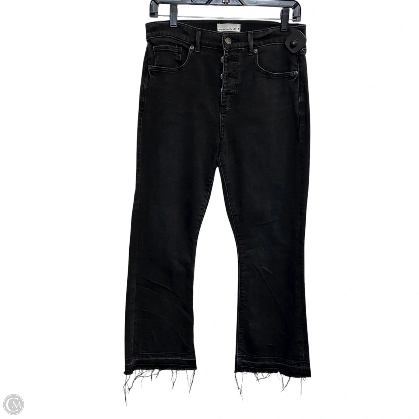 Jeans Cropped By Loft In Black Denim, Size: 8