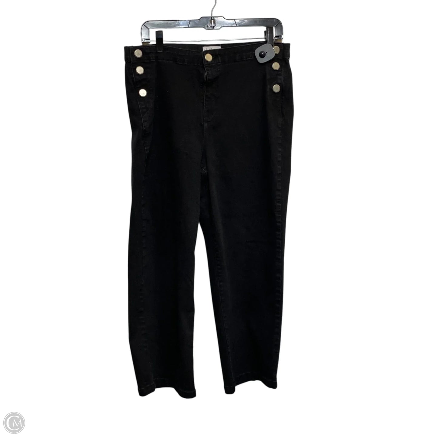 Jeans Wide Leg By Nicole Miller In Black Denim, Size: 14