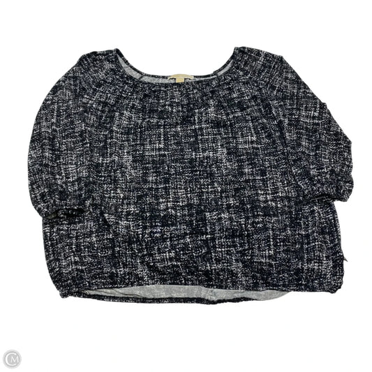Top 3/4 Sleeve By Michael By Michael Kors In Black & Grey, Size: L