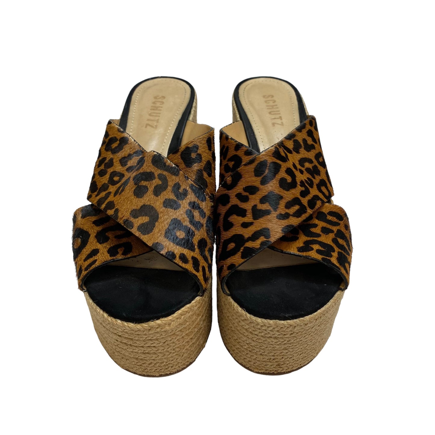 Animal Print Sandals Heels Block Cmb, Size 7.5