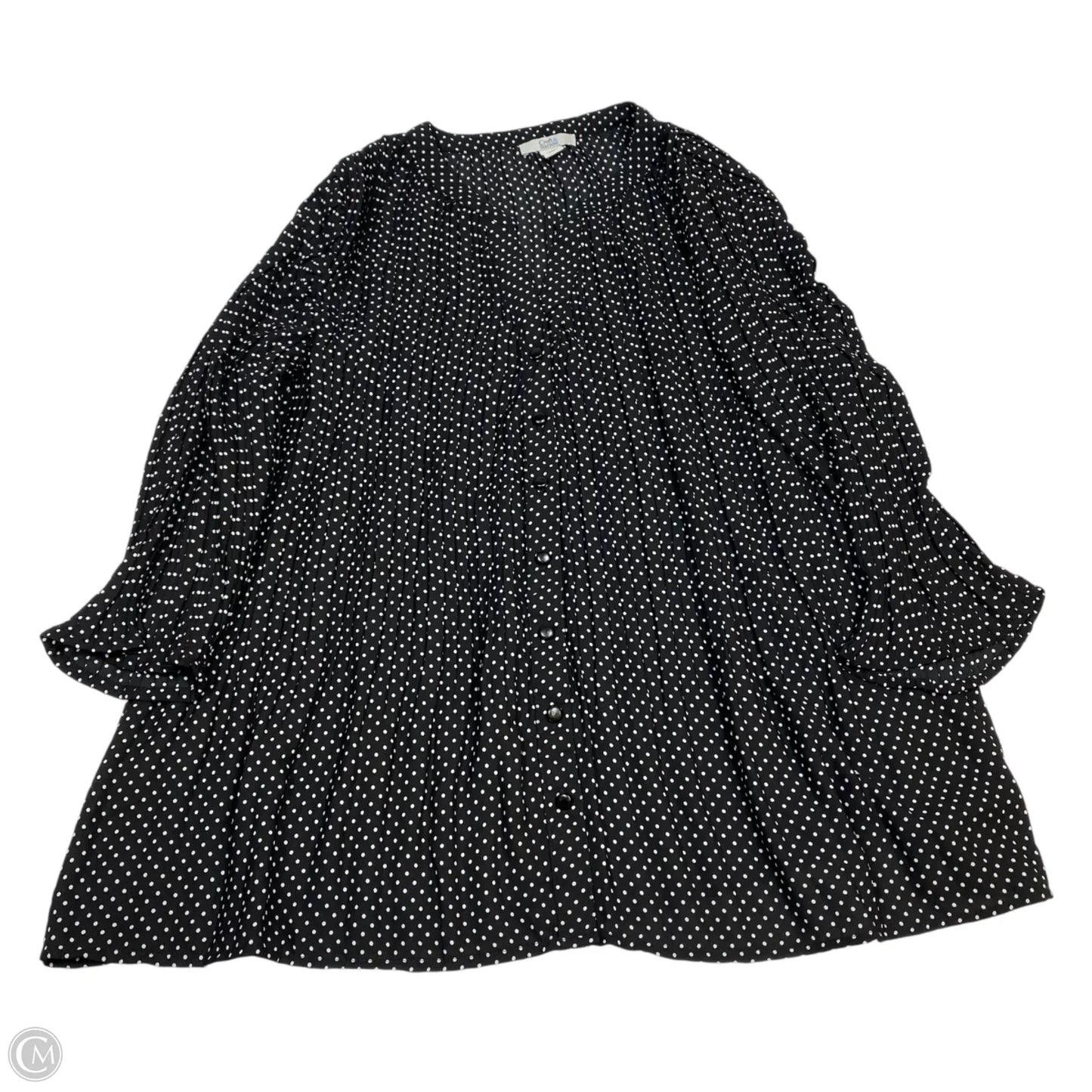 Top 3/4 Sleeve By Croft And Barrow In Black & White, Size: M