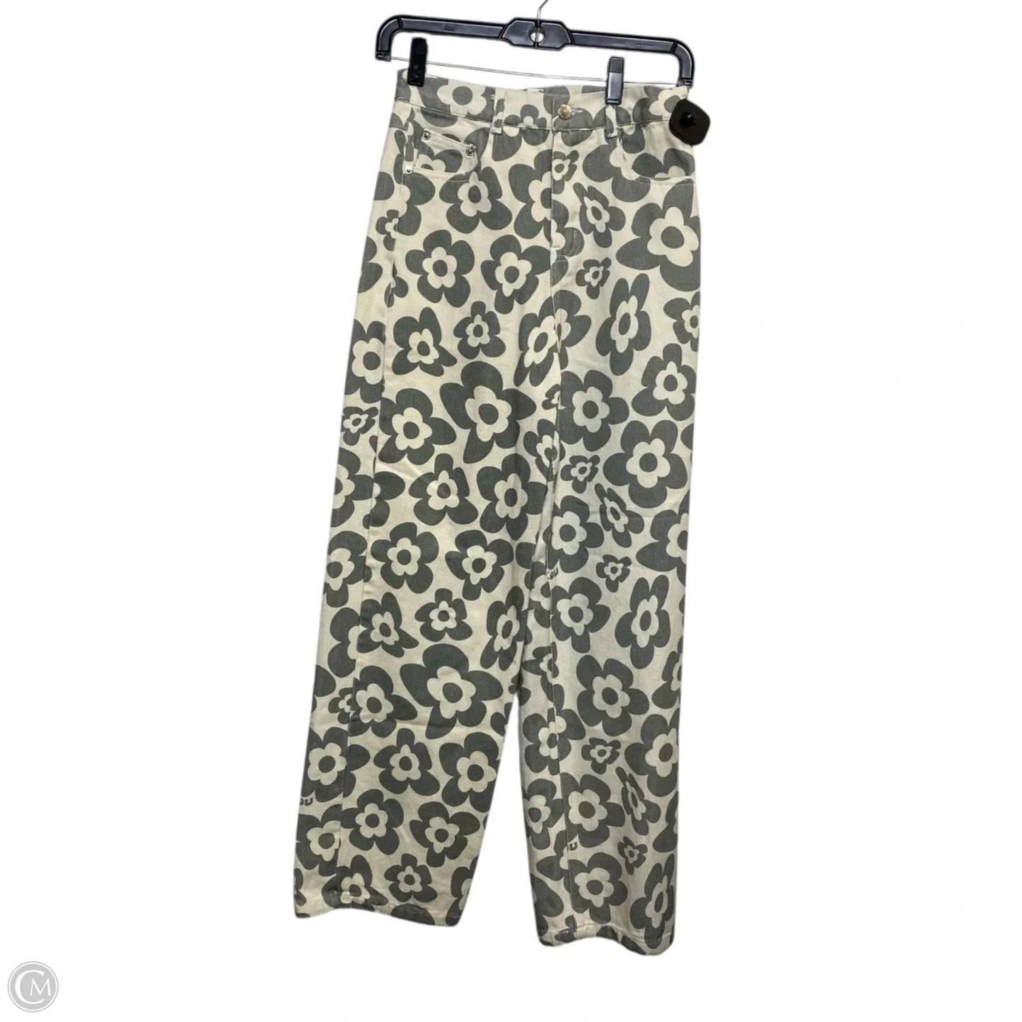 Jeans Wide Leg By Shekou In Cream & Grey, Size: S