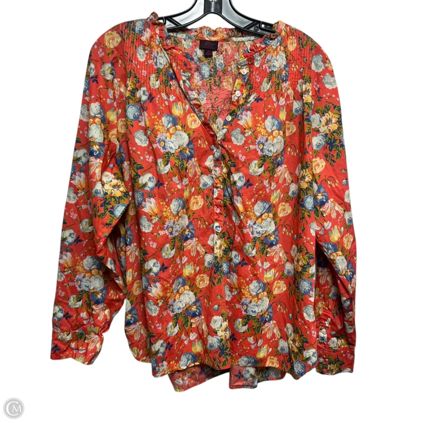 Top Long Sleeve By J. Crew In Blue & Red, Size: 1x