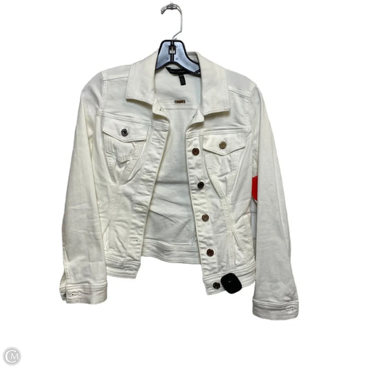 Jacket Denim By White House Black Market In Cream Denim, Size: Xxs