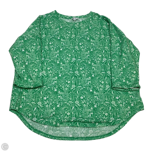Top 3/4 Sleeve By Crown And Ivy In Green & White, Size: L