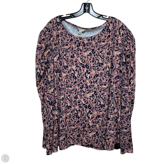 Top Long Sleeve By Cato In Blue & Pink, Size: 3x