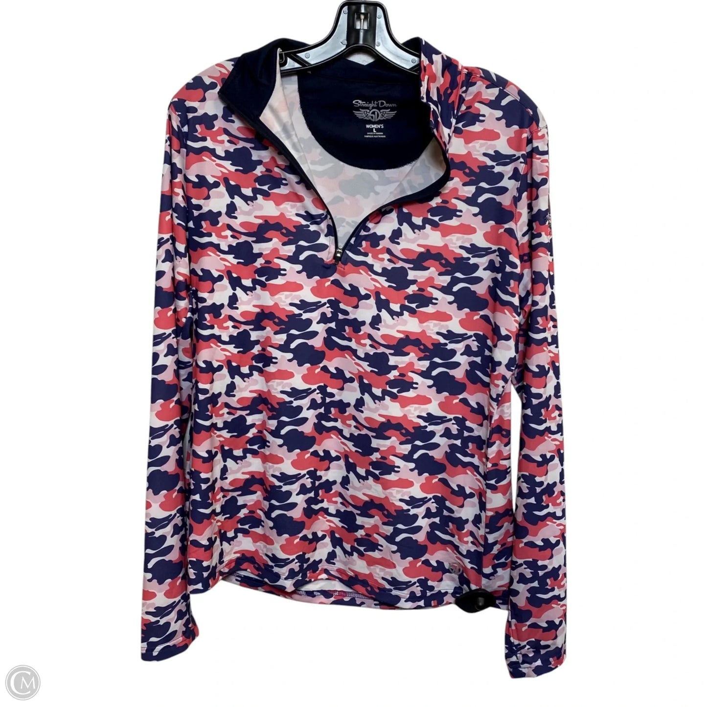 Athletic Top Long Sleeve Collar By Straight Down In Blue & Pink, Size: L