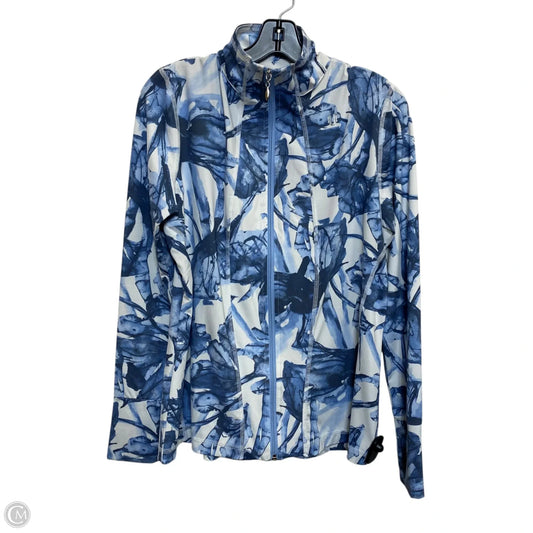 Athletic Jacket By Eleven In Blue & White, Size: L