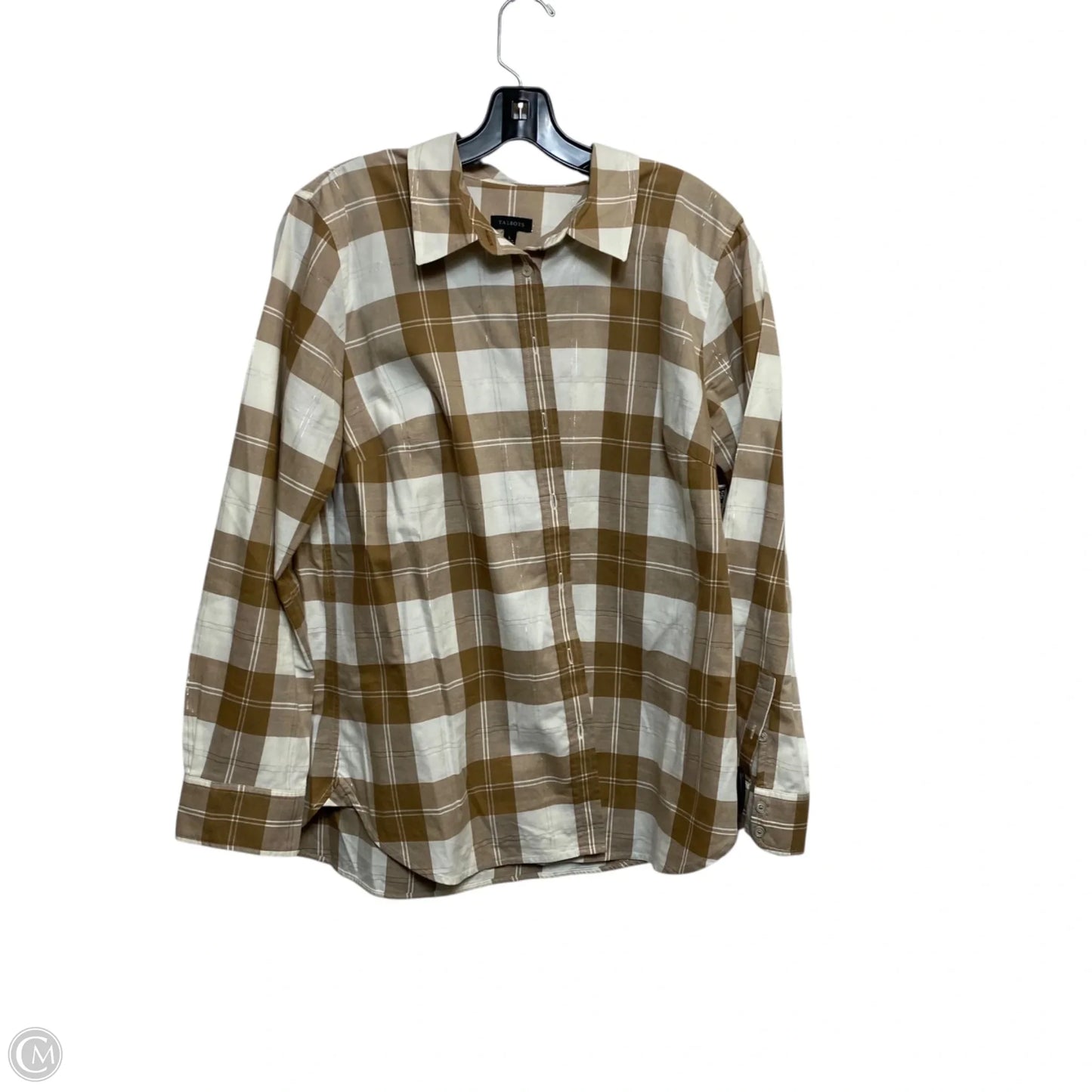 Top Long Sleeve By Talbots In Brown & Cream, Size: L