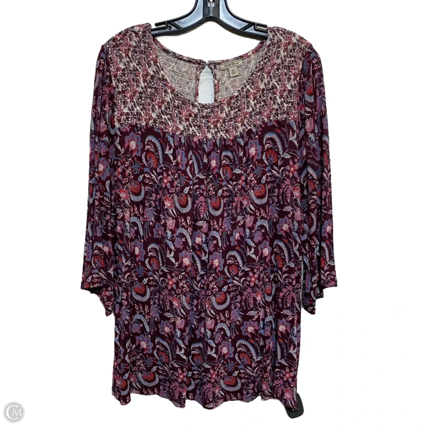 Top 3/4 Sleeve By Lucky Brand In Purple, Size: 2x
