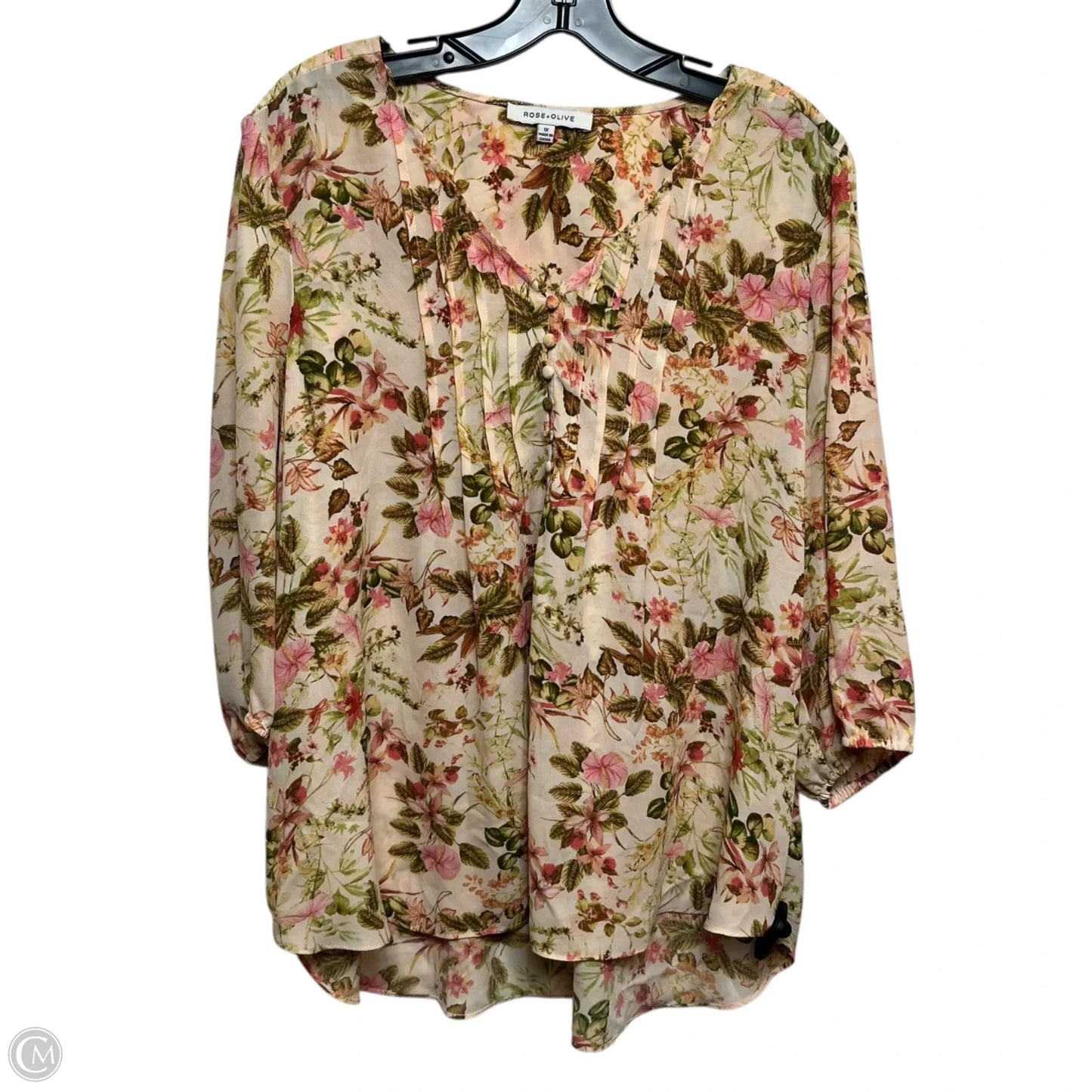 Top 3/4 Sleeve By Rose And Olive In Peach, Size: 1x