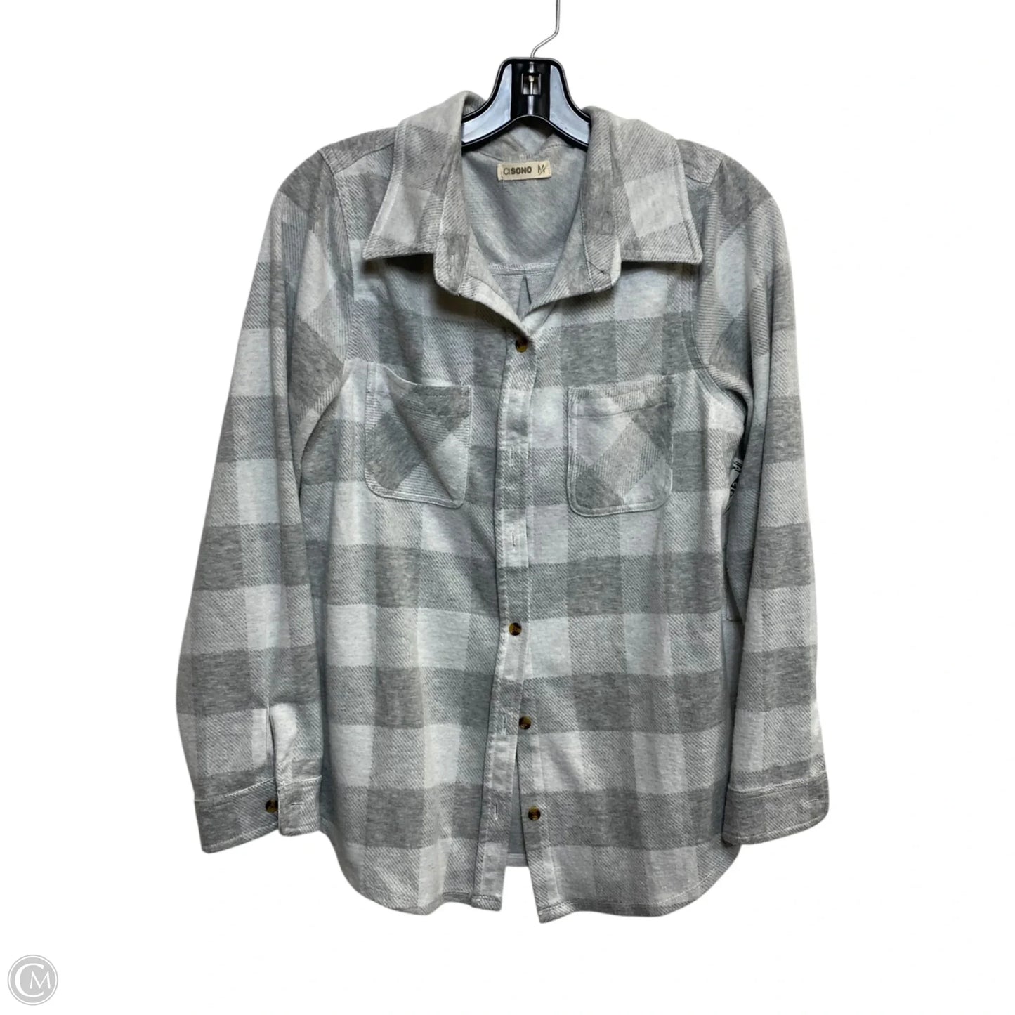 Top Long Sleeve By Ci Sono In Grey & White, Size: M