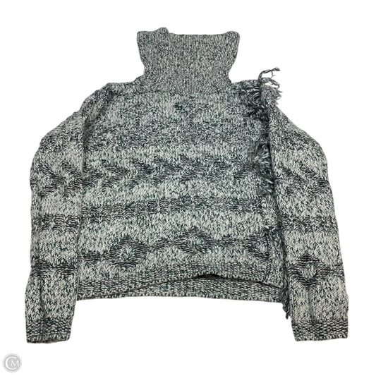 Sweater By Lucky Brand In Green & White, Size: M