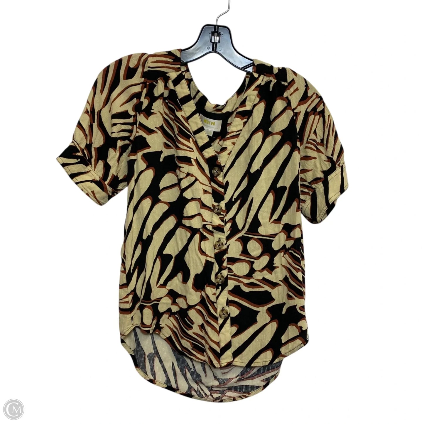 Top Short Sleeve By Maeve In Black & Tan, Size: Xs