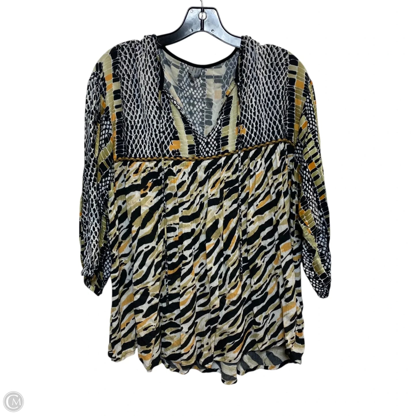 Top 3/4 Sleeve By Blank London In Black & Green, Size: S