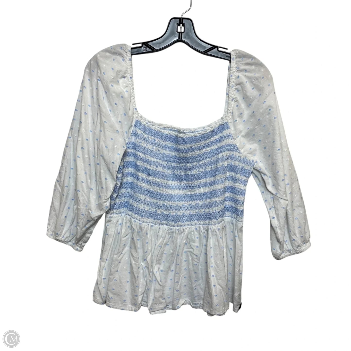 Top 3/4 Sleeve By Crown And Ivy In Blue & White, Size: L