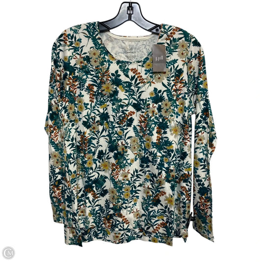 Top Long Sleeve By J. Jill In Cream & Green, Size: Mp