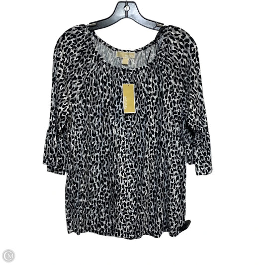 Top 3/4 Sleeve By Michael By Michael Kors In Black & Grey, Size: M