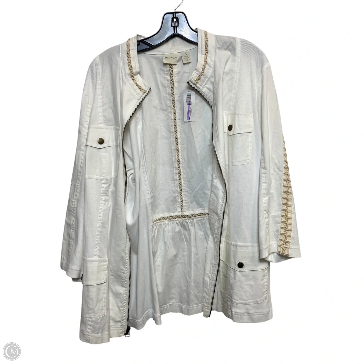 Jacket Utility By Zenergy By Chicos In Cream, Size: Xl