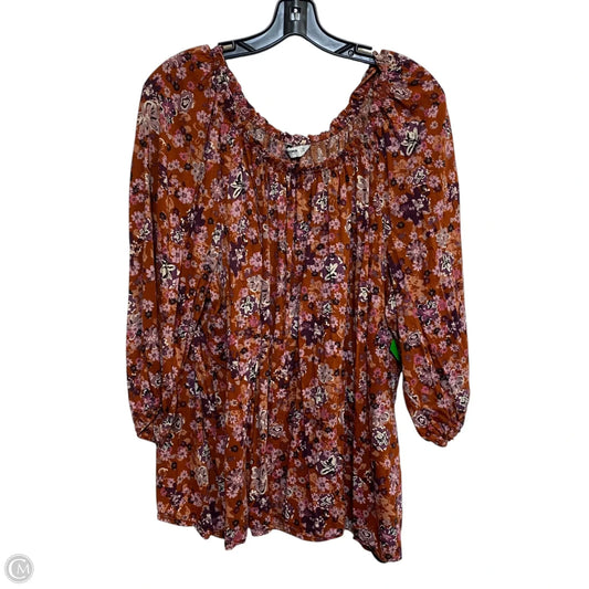 Top 3/4 Sleeve By Sonoma In Orange & Purple, Size: 3x