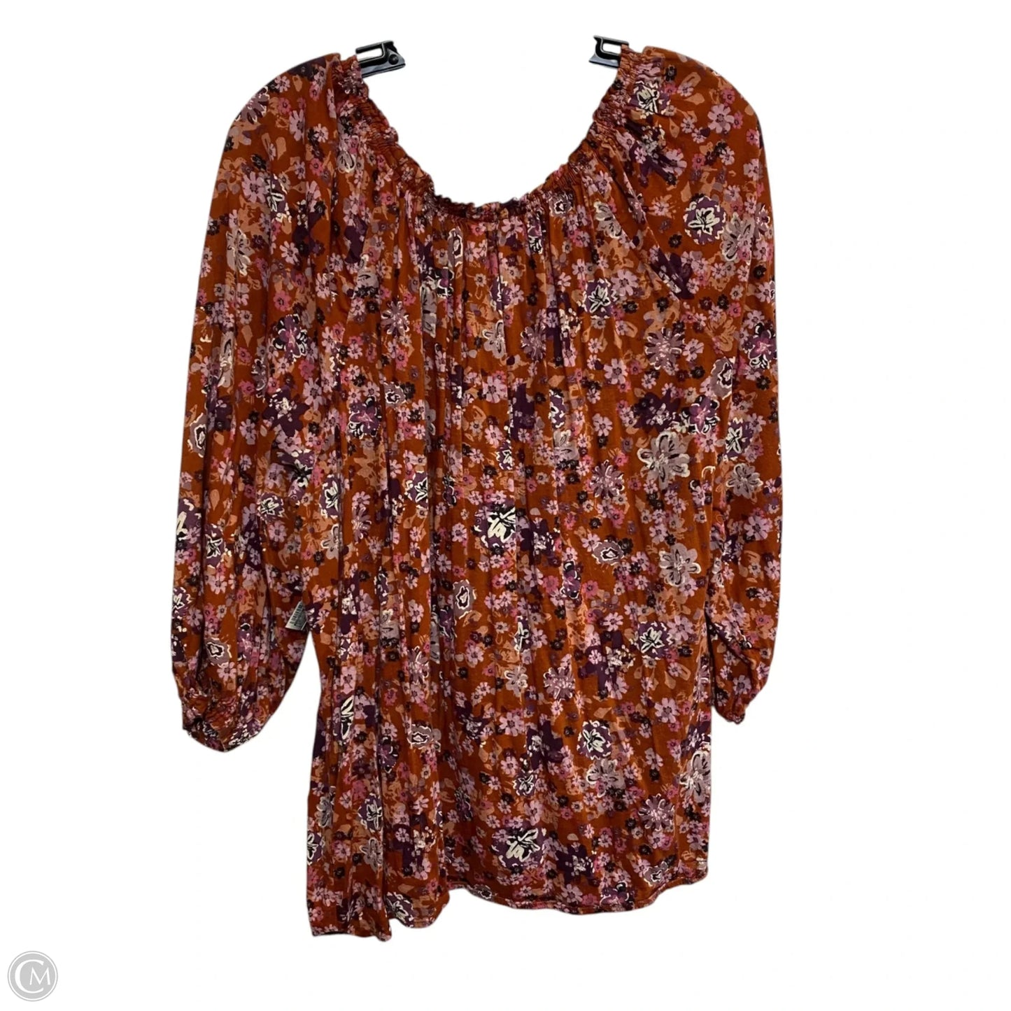 Top 3/4 Sleeve By Sonoma In Orange & Purple, Size: 3x