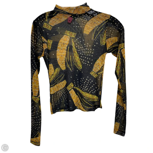 Top Long Sleeve Designer By Farm Rio In Black & Yellow, Size: S