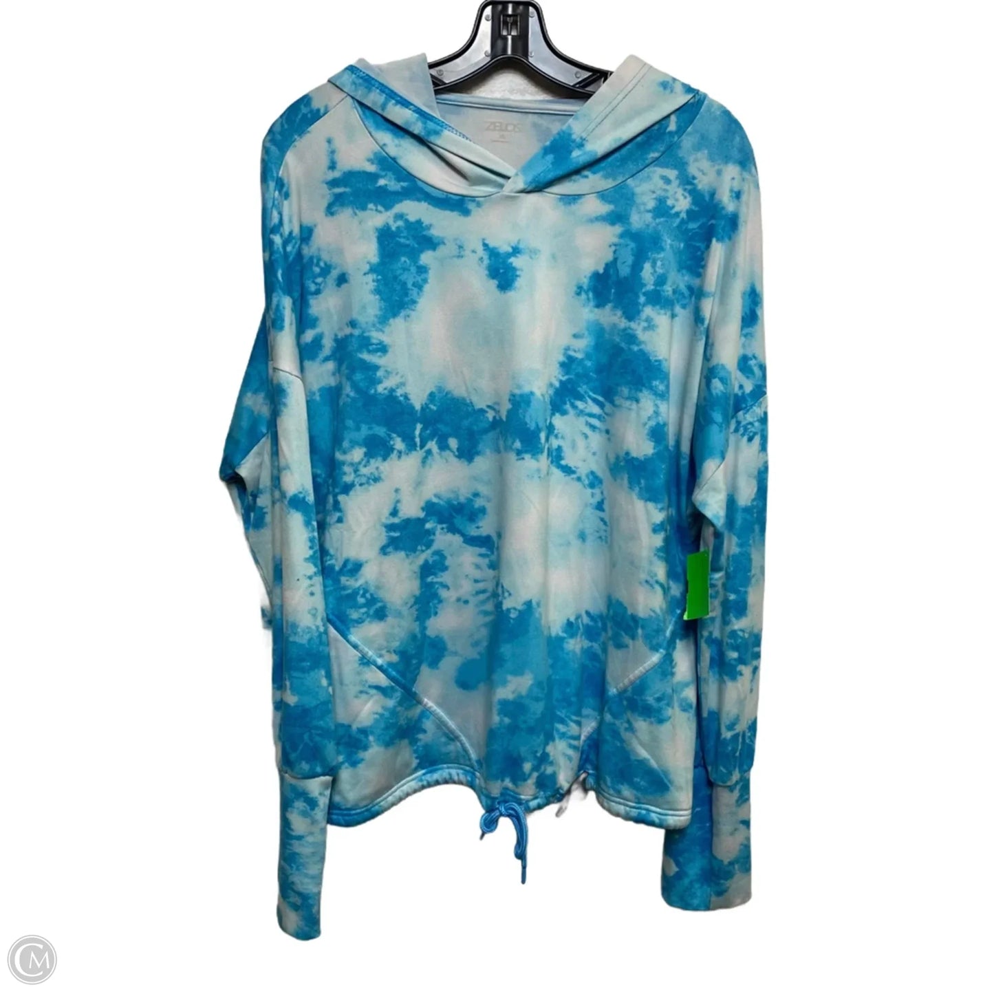 Athletic Top Long Sleeve Hoodie By Zelos In Blue & White, Size: Xl