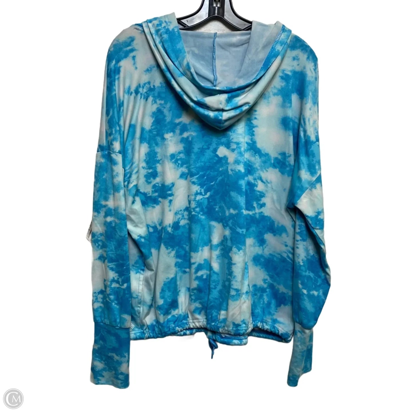 Athletic Top Long Sleeve Hoodie By Zelos In Blue & White, Size: Xl