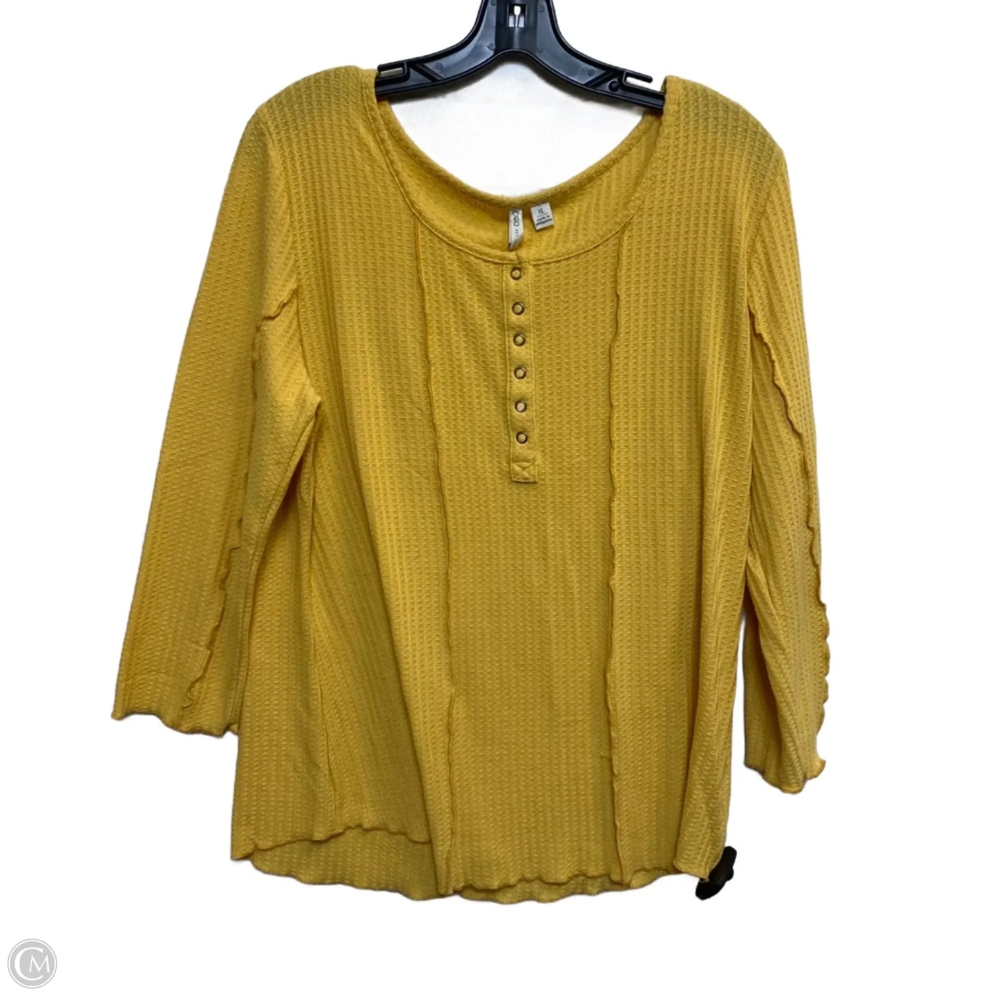 Top 3/4 Sleeve By Cato In Yellow, Size: Xl